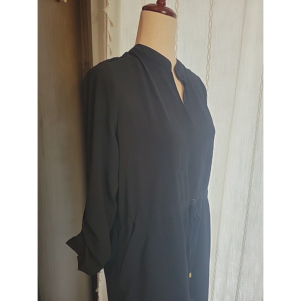 Haute Monde Lightweight Utility Style Dress Black Gold Hardware Pockets Medium - Picture 3 of 14